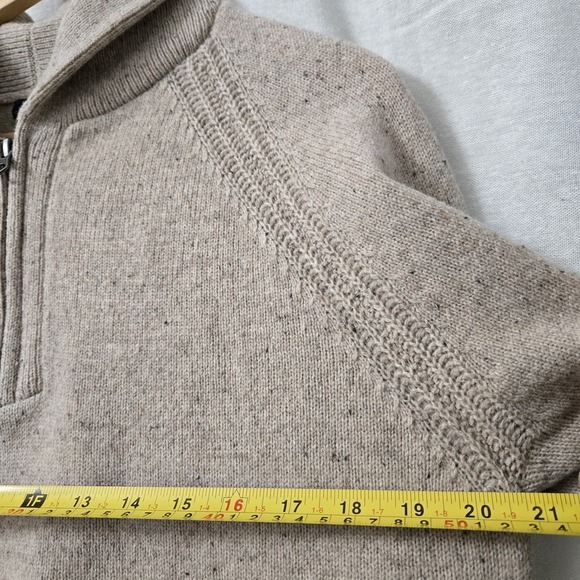 J CREW Men's Lambswool Blend Sweater Sz M Light Brown Shawl Collar Zip Neck - Picture 8 of 11